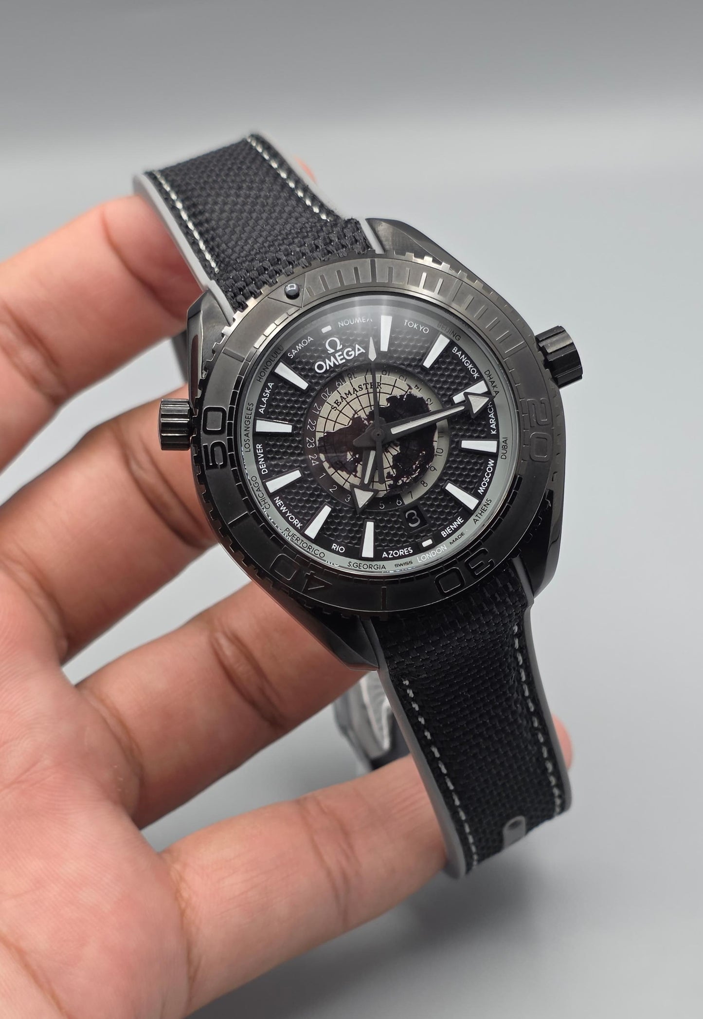Premium Black World-Time Automatic Watch