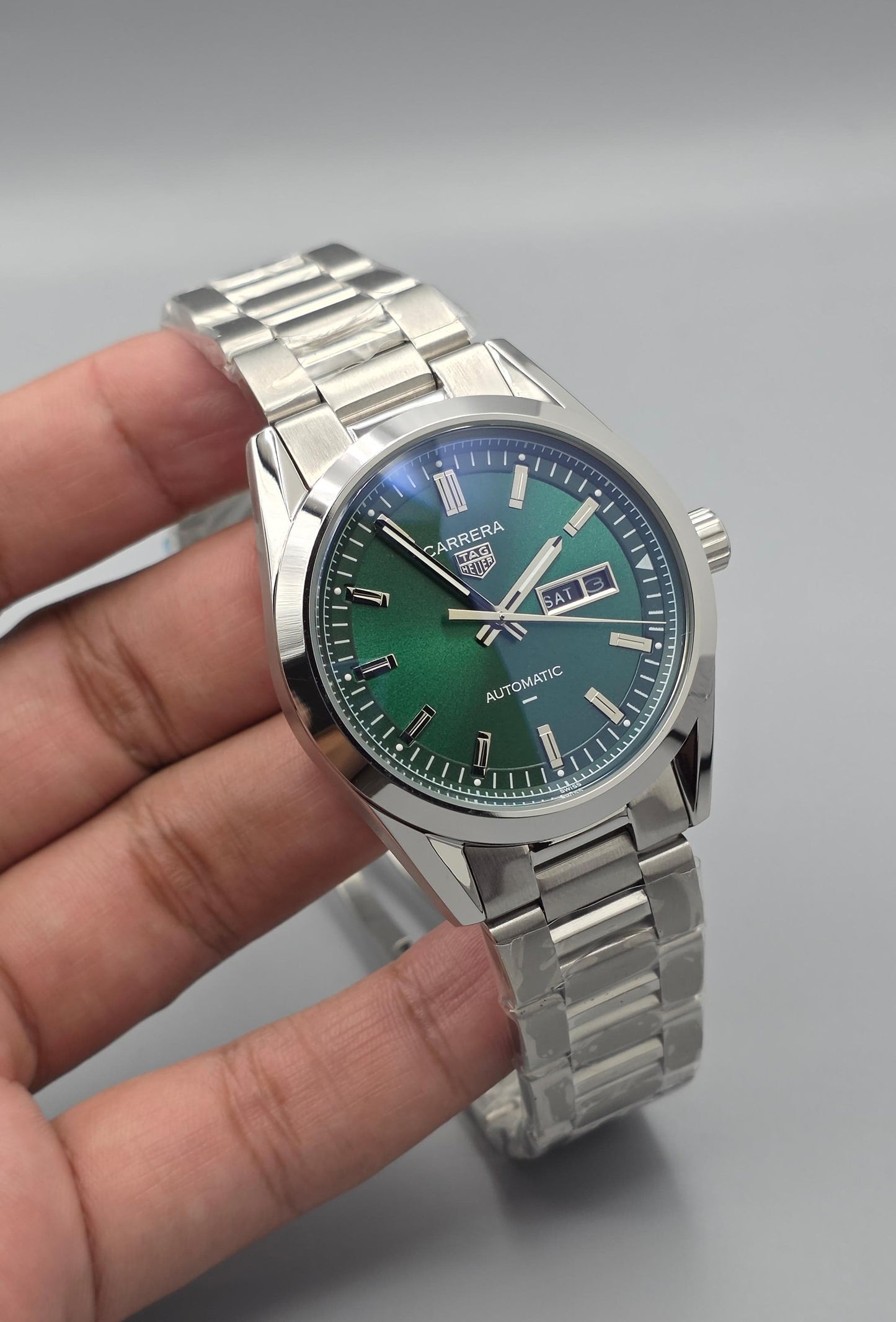 Green Dial Automatic Stainless Steel Watch