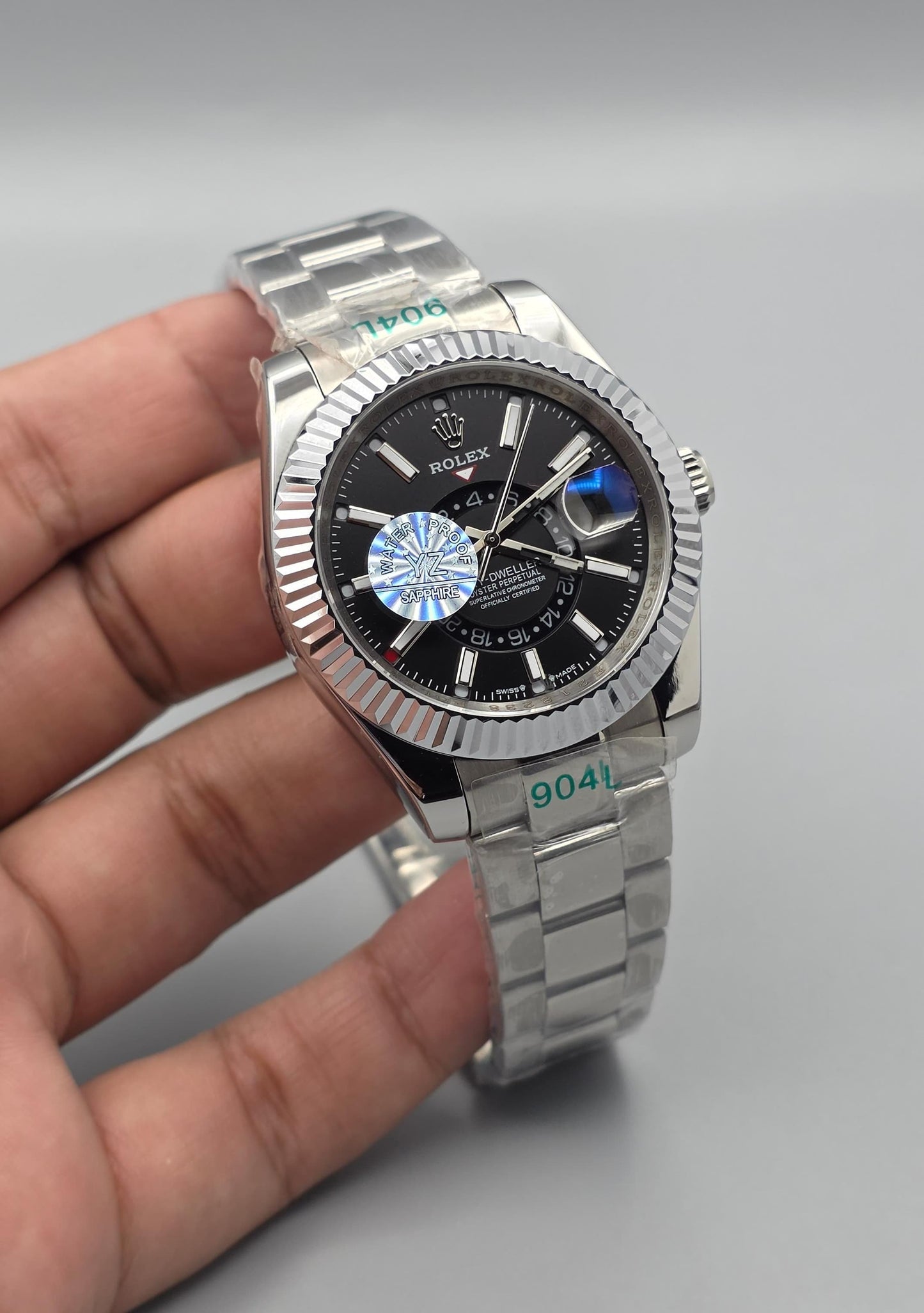 Luxury Black Dual-Time Watch – Stainless Steel