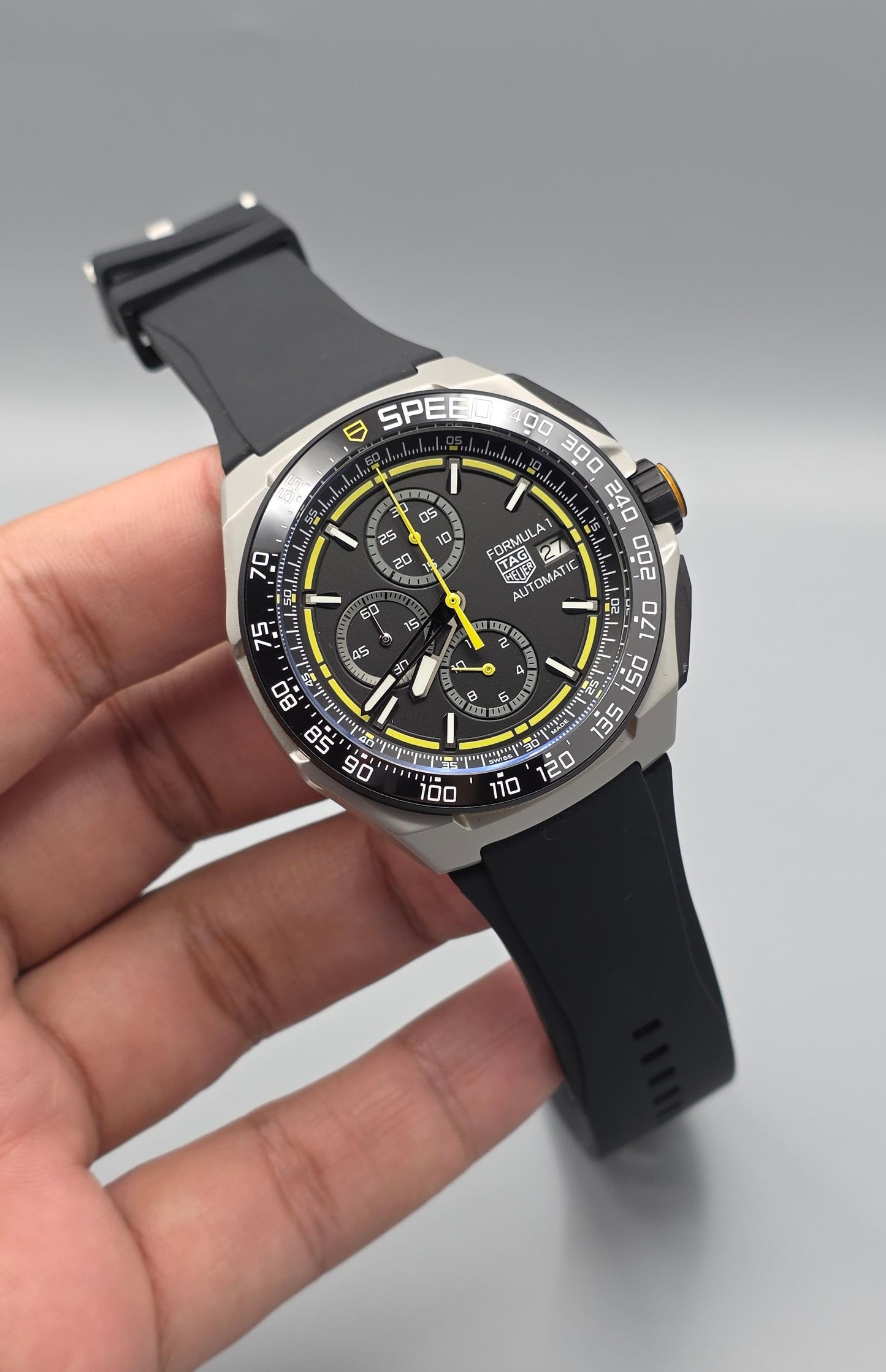 Premium Black & Yellow Sport Chronograph Watch