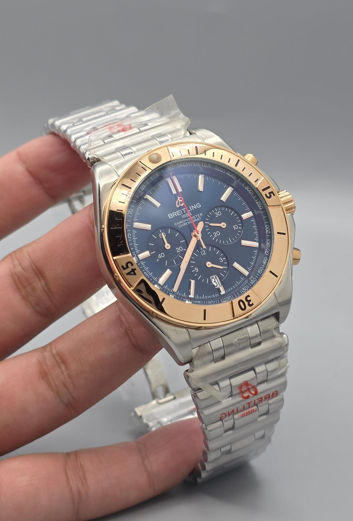 Premium Two-Tone Blue Dial Chronomat Luxury Watch