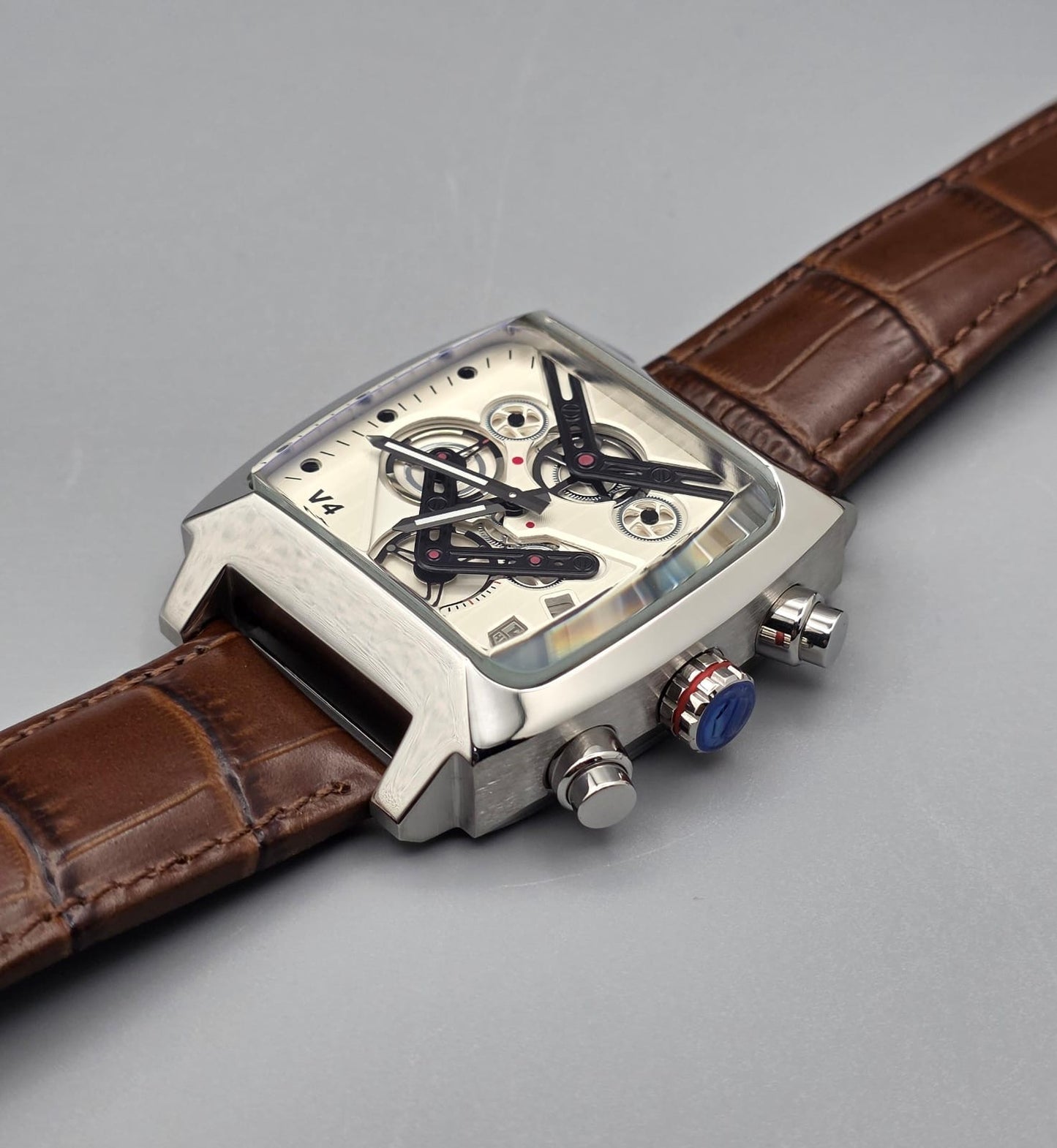 Luxury Skeleton Chronograph Watch – Square Dial Edition