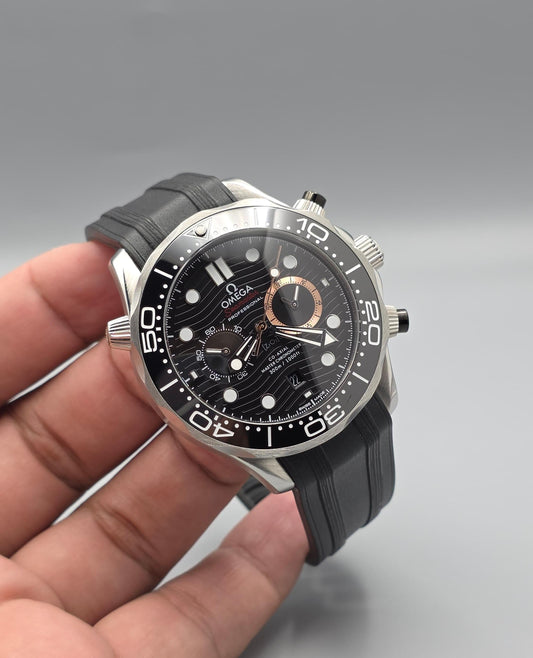 Premium Stainless Steel Black Wave Dial Luxury Automatic Watch