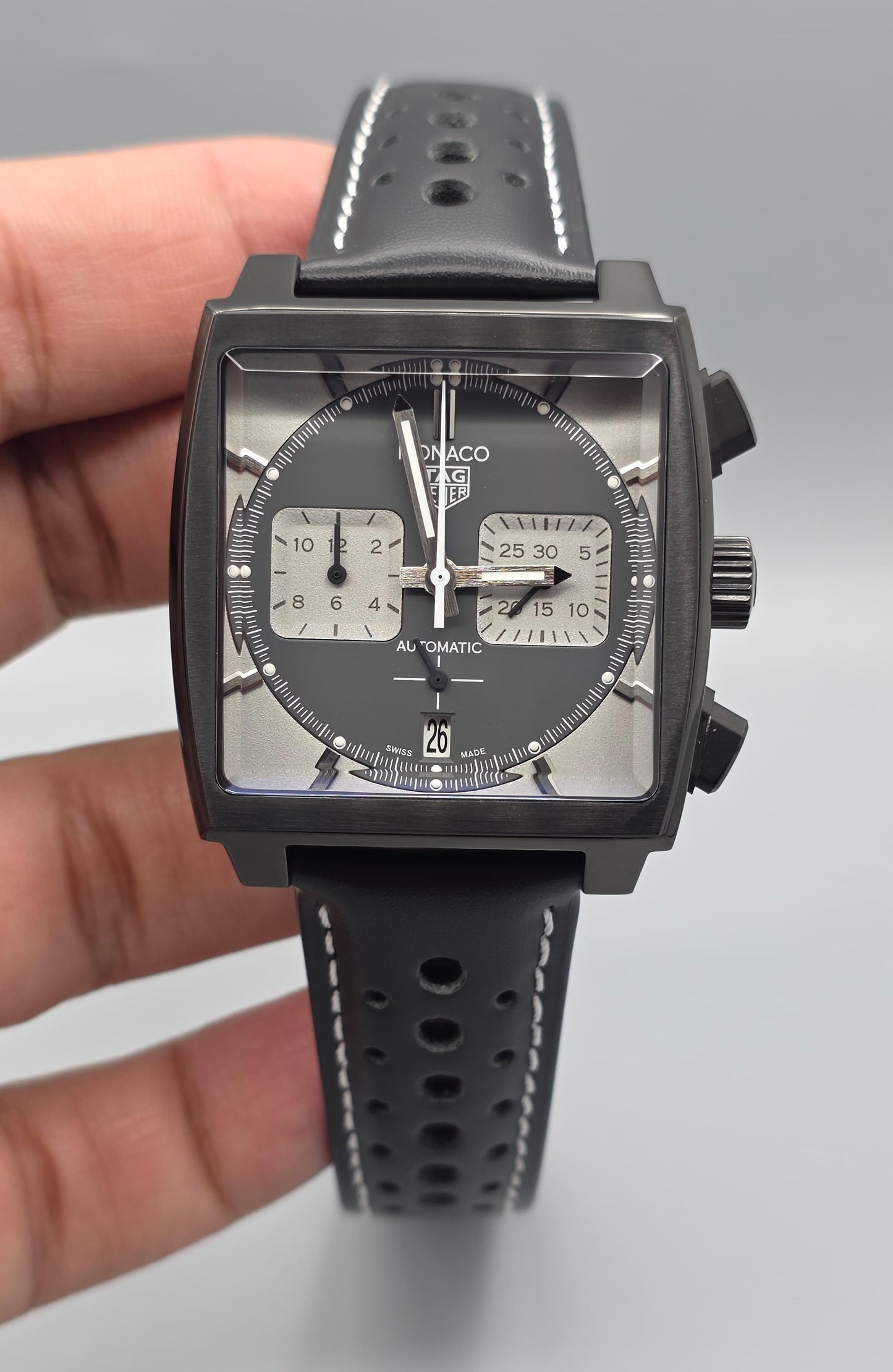 Luxury Square Chronograph Watch – Black Dial Edition