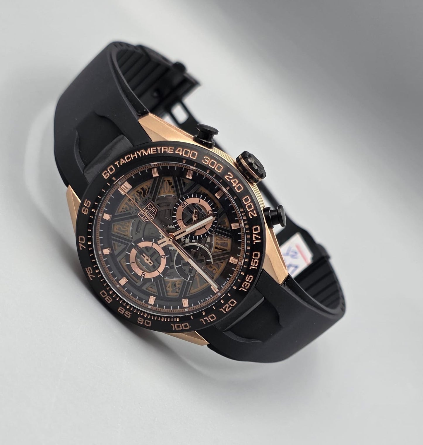 Luxury Chronograph Watch – Black & Rose Gold Edition