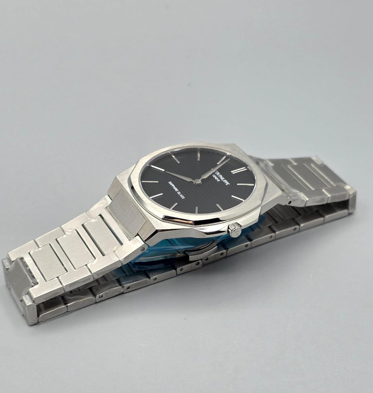 Elegant Black Dial Stainless Steel Watch