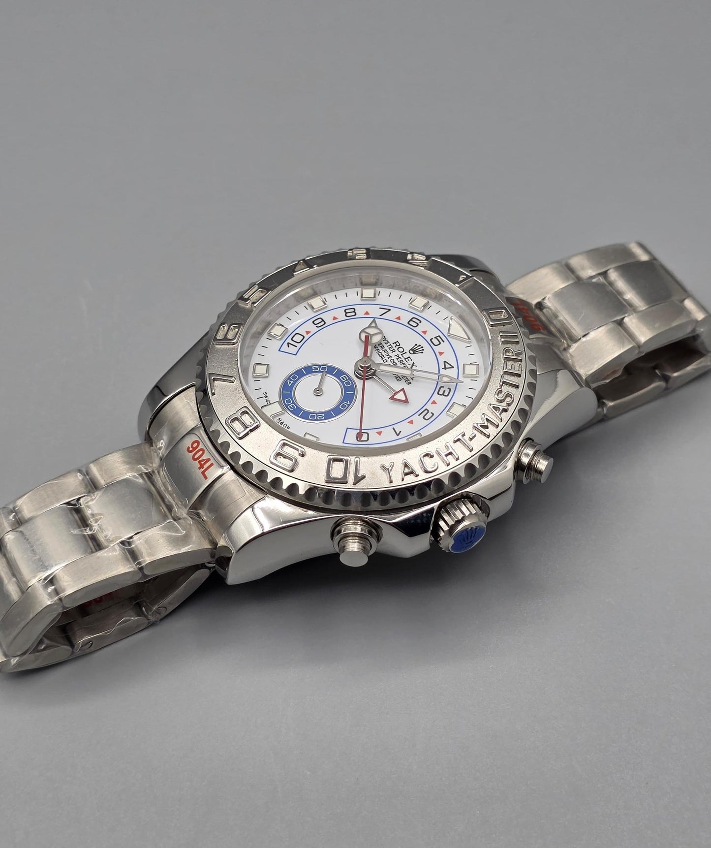 White Dial Blue & Silver Bezel Automatic Stainless Steel Watch