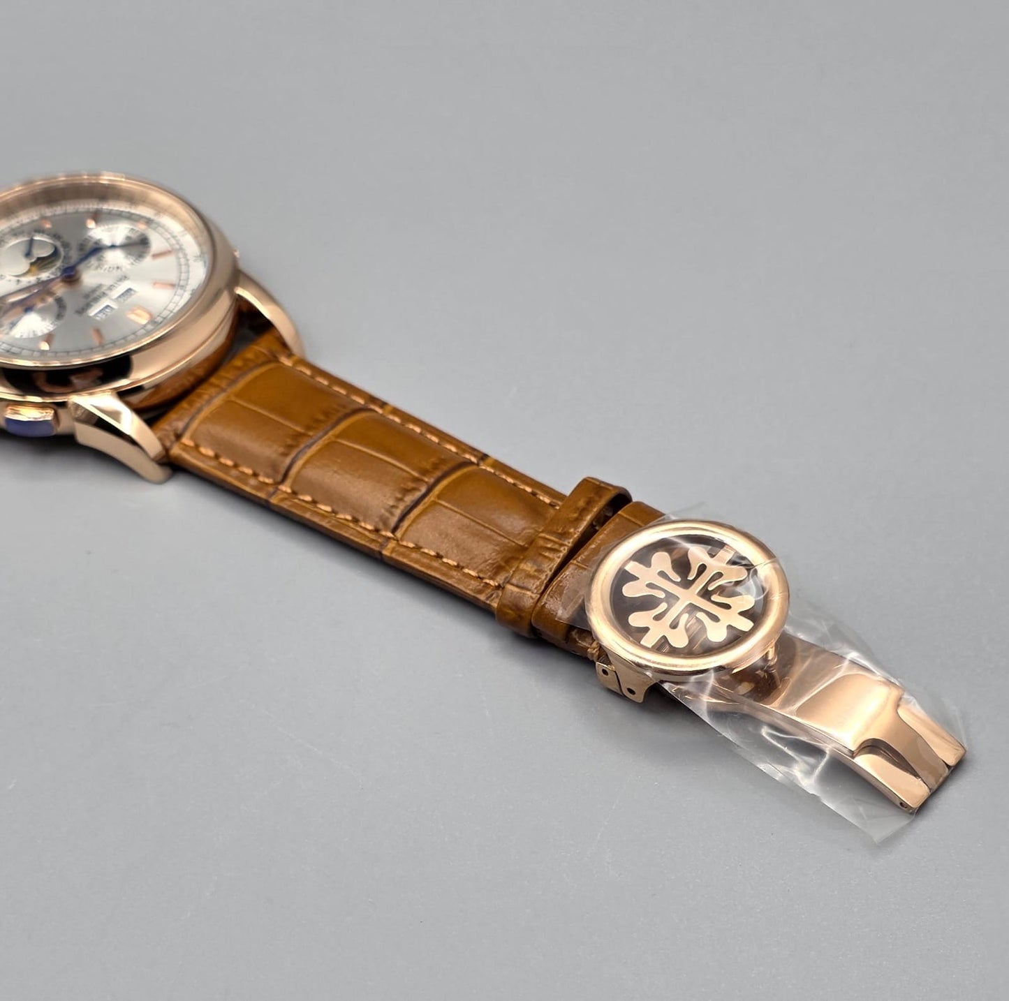 Premium Rose Gold Moonphase Leather Strap Watch