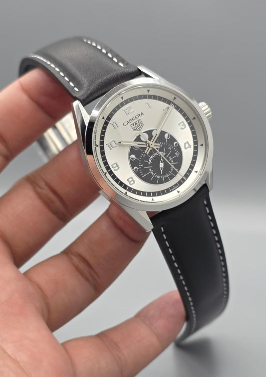 Luxury Classic Black Leather Watch – White Dial Edition