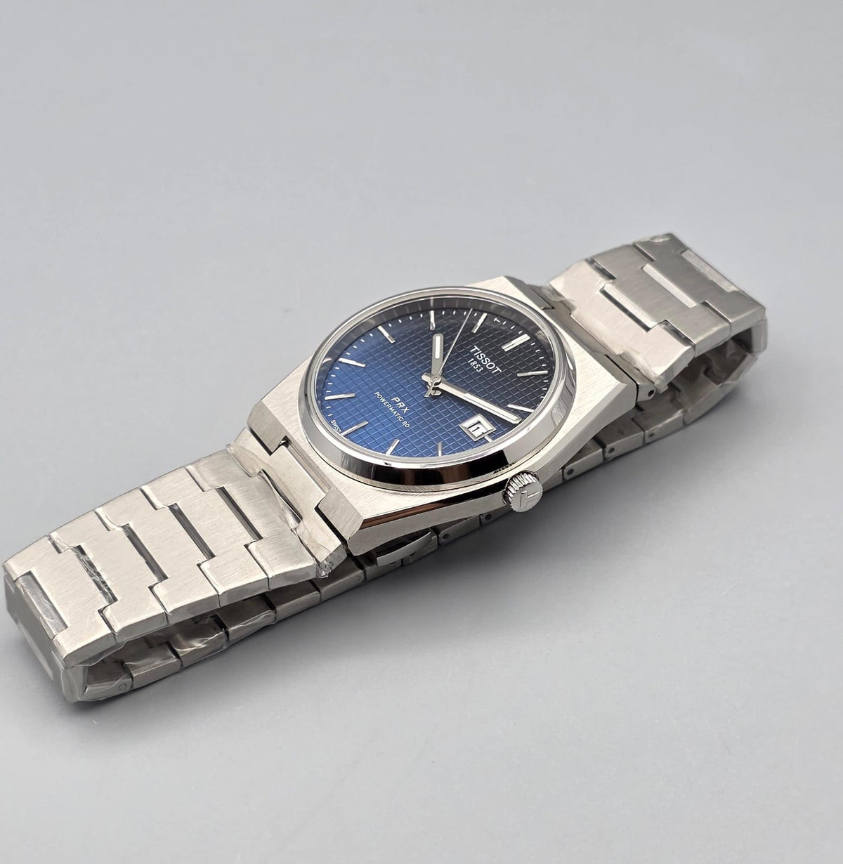 Premium Stainless Steel Blue Waffle Dial Automatic Luxury Watch