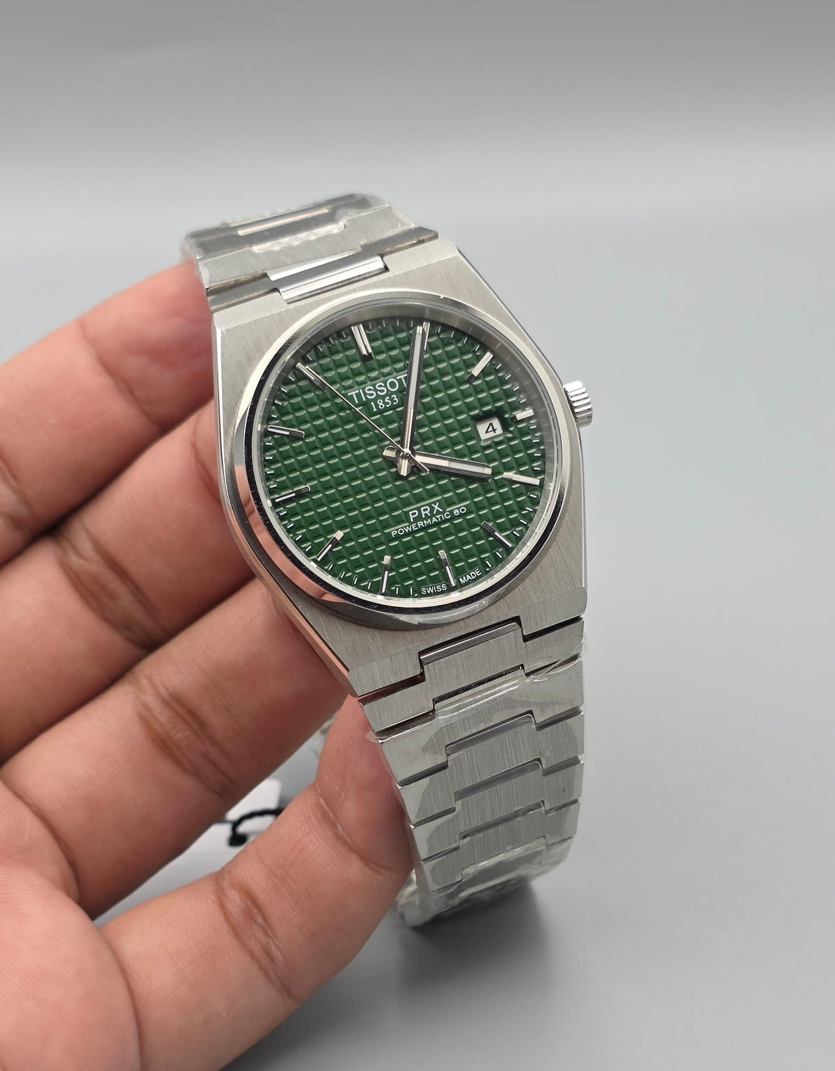 Premium Stainless Steel Green Waffle Dial Automatic Luxury Watch