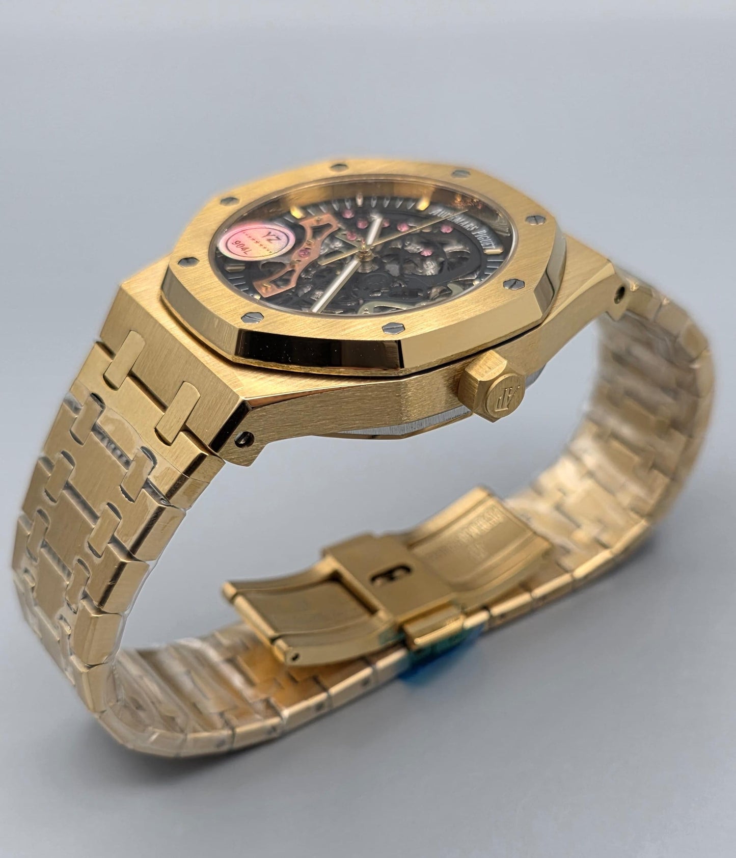 Luxury Skeleton Watch – Automatic Open Heart, Yellow Gold