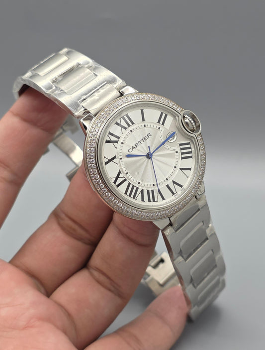 High Quality Luxury Branded Watch - Silver Chain