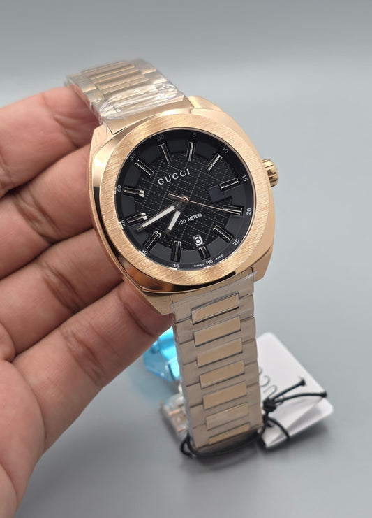 Luxury Full Rose Gold Texture Black Dial Edition
