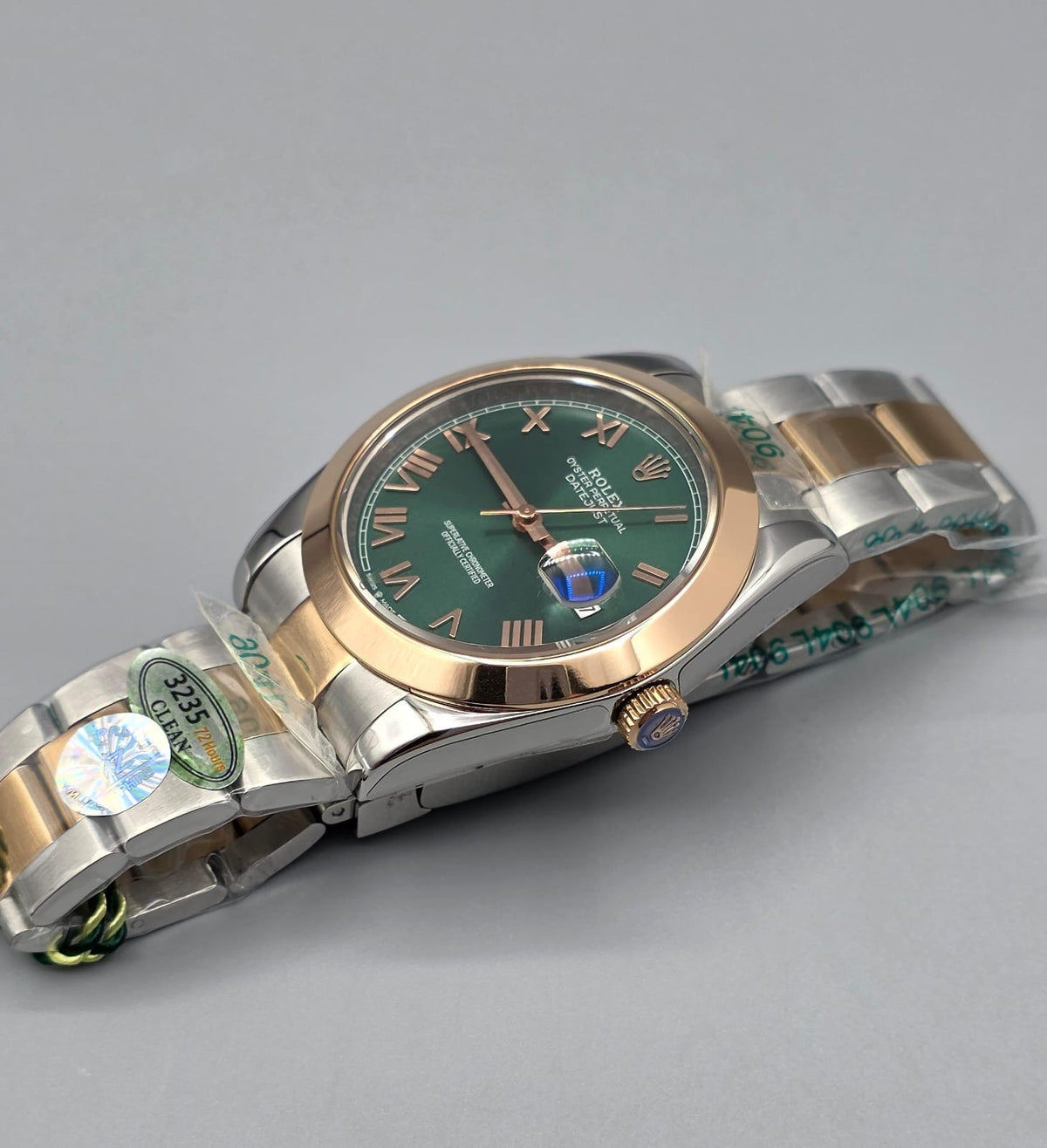 Premium Two-Tone Datejust – Green Roman Dial Luxury Automatic Watch