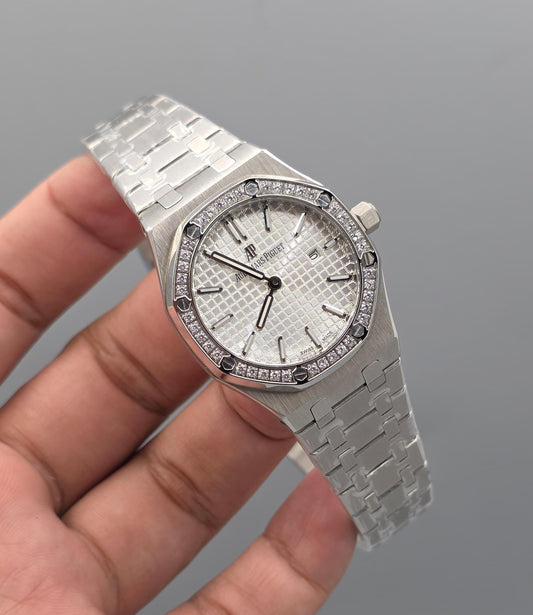 Luxury Ladies Watch – Stainless Steel, Zarcoon Bezel, Quartz Datejust, 34mm
