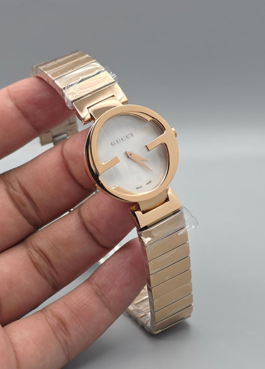 Luxury Ladies Watch – Full Rose Gold Interlocking Edition