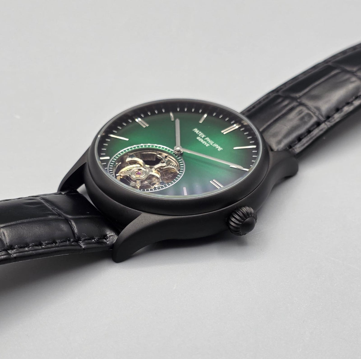 Premium Green & Black Open-Heart Automatic Watch