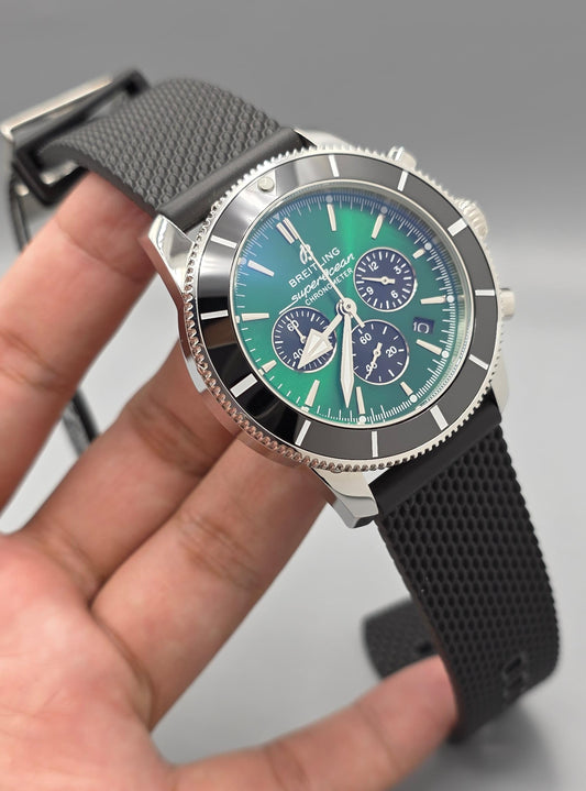 High Quality Luxury Branded Watch - Silver & Green