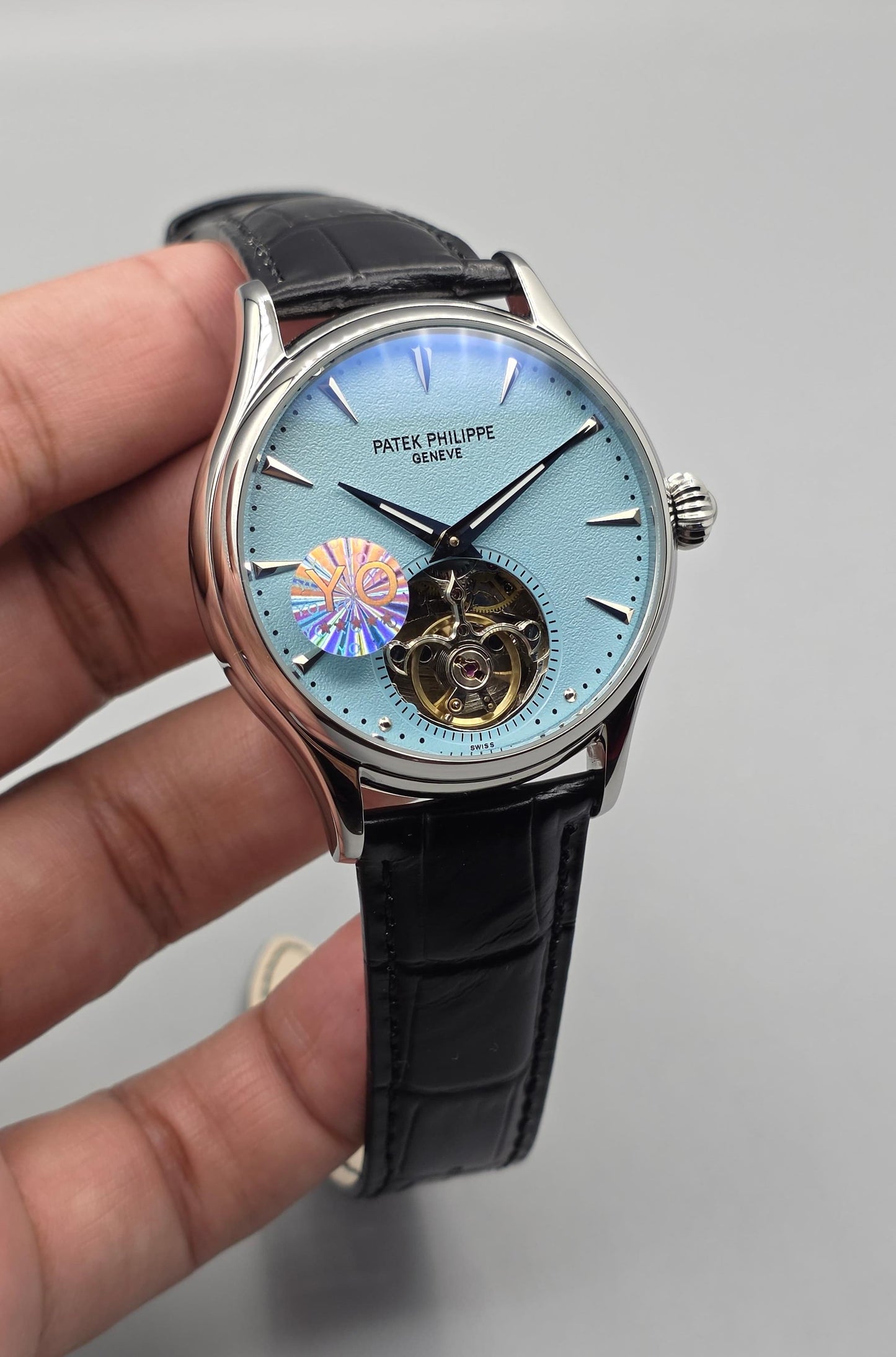 Premium Light Blue Dial Open-Heart Automatic Watch