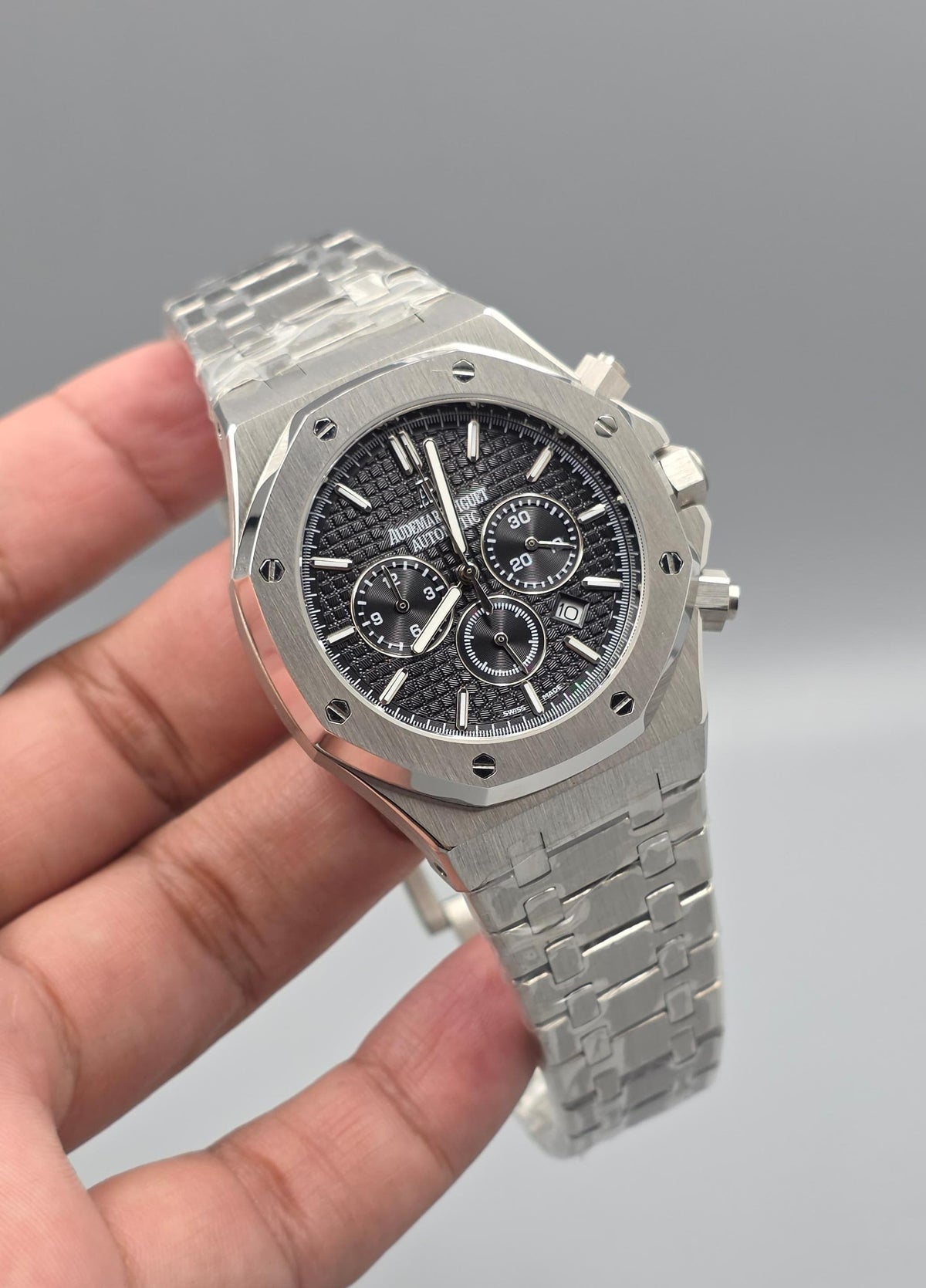 Premium Stainless Steel Charcoal Black Chronograph Luxury Watch