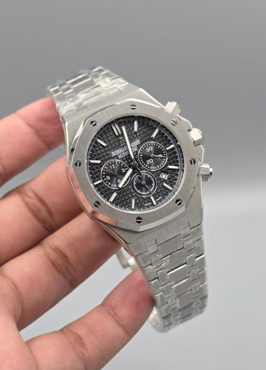 Premium Stainless Steel Charcoal Black Chronograph Luxury Watch