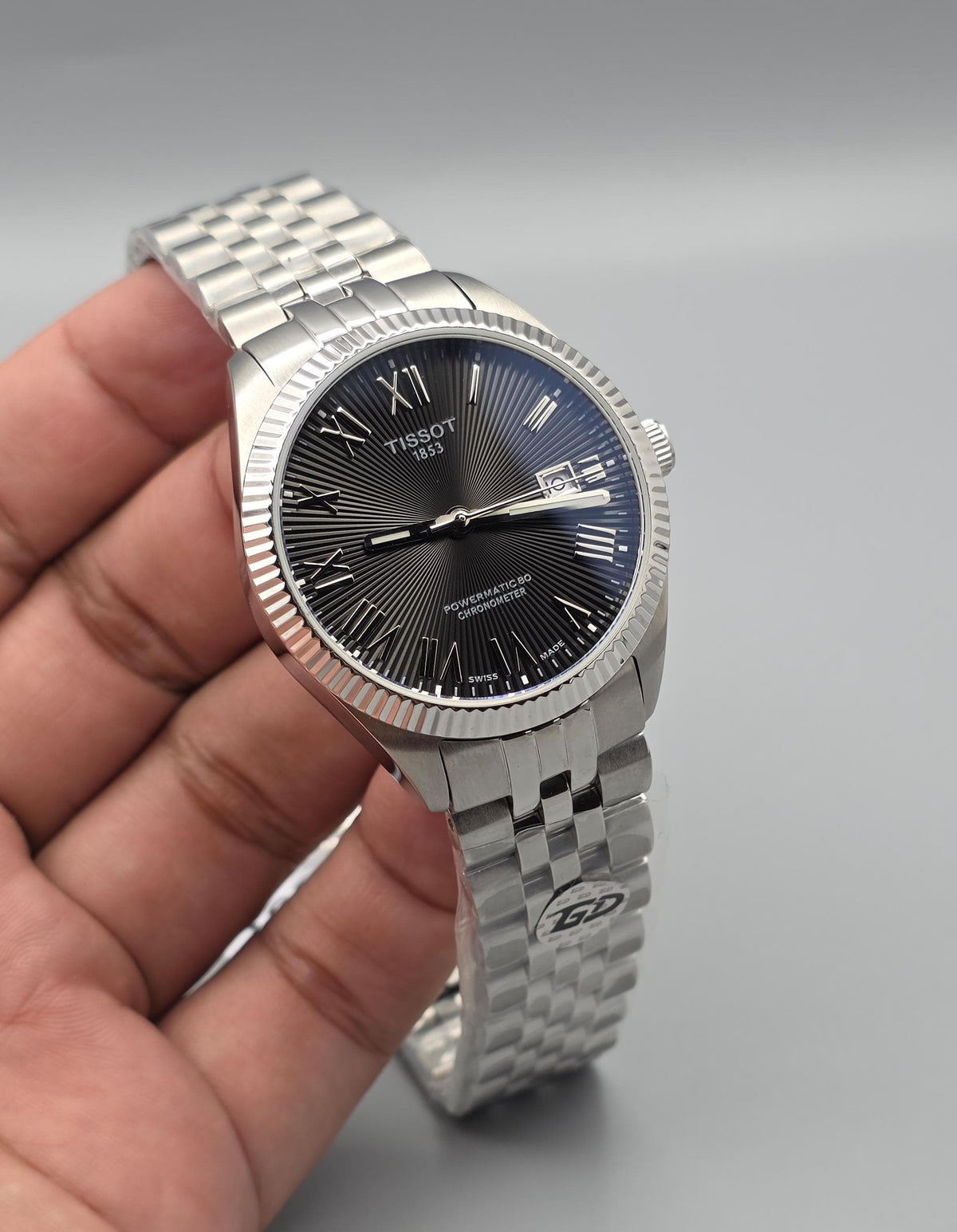 Premium Stainless Steel Black Dial Fluted Automatic Luxury Watch