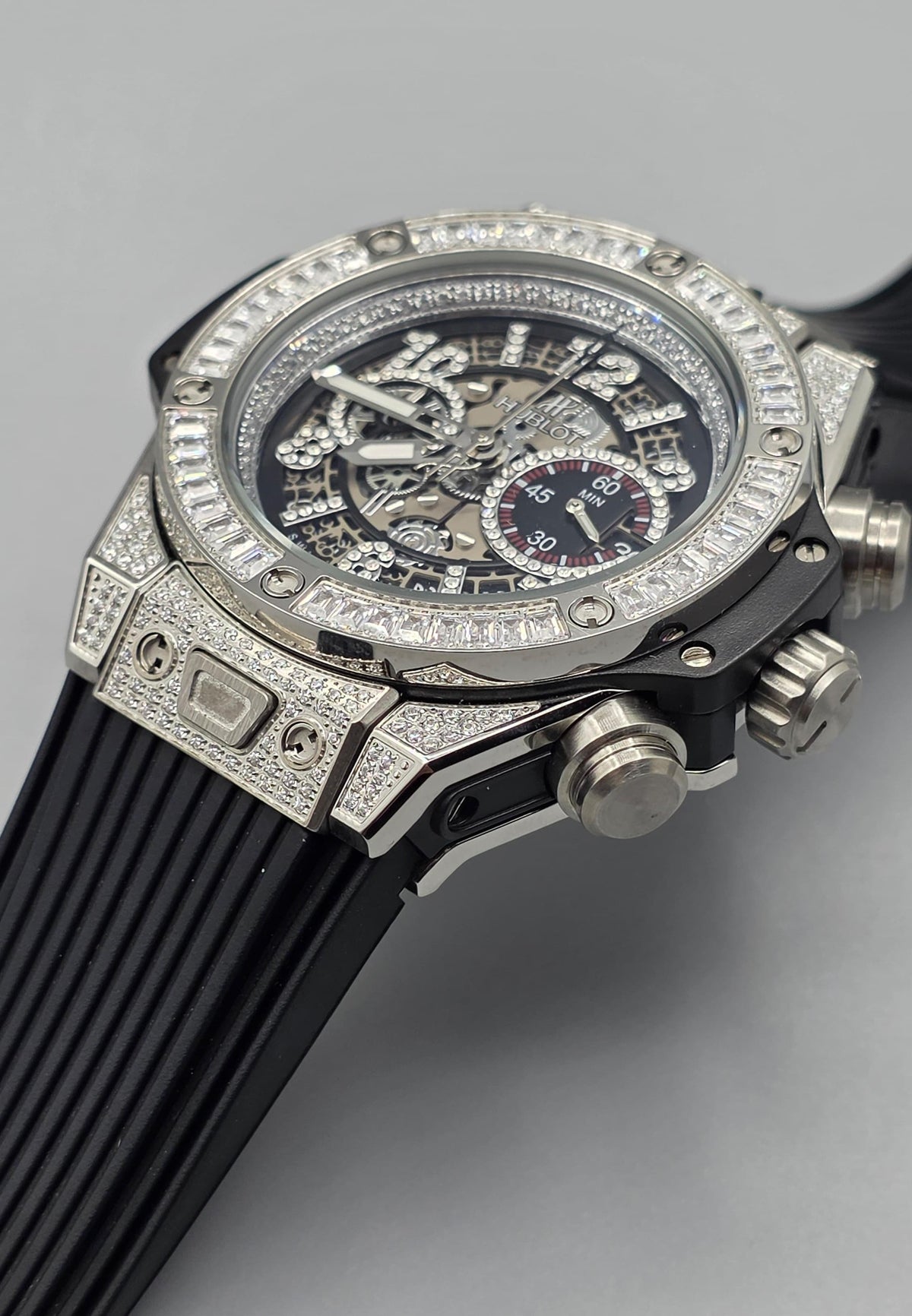 Premium Iced-Out Skeleton Chronograph Watch