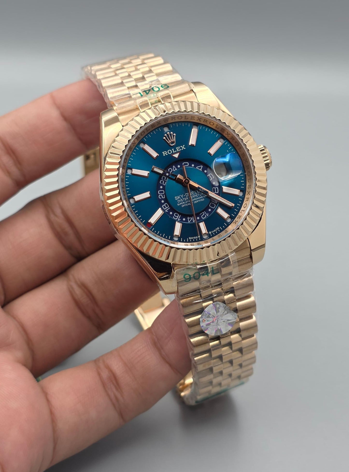 Luxury Blue Dial Dual-Time Watch – Rose Gold Finish