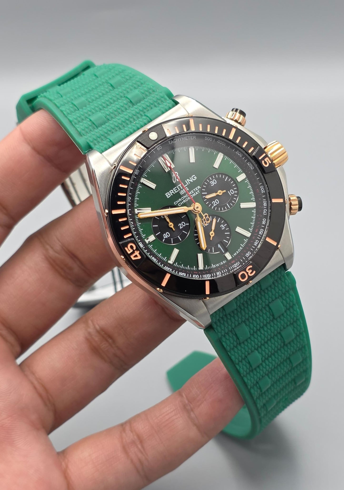 Green Chronograph Rubber Strap Watch