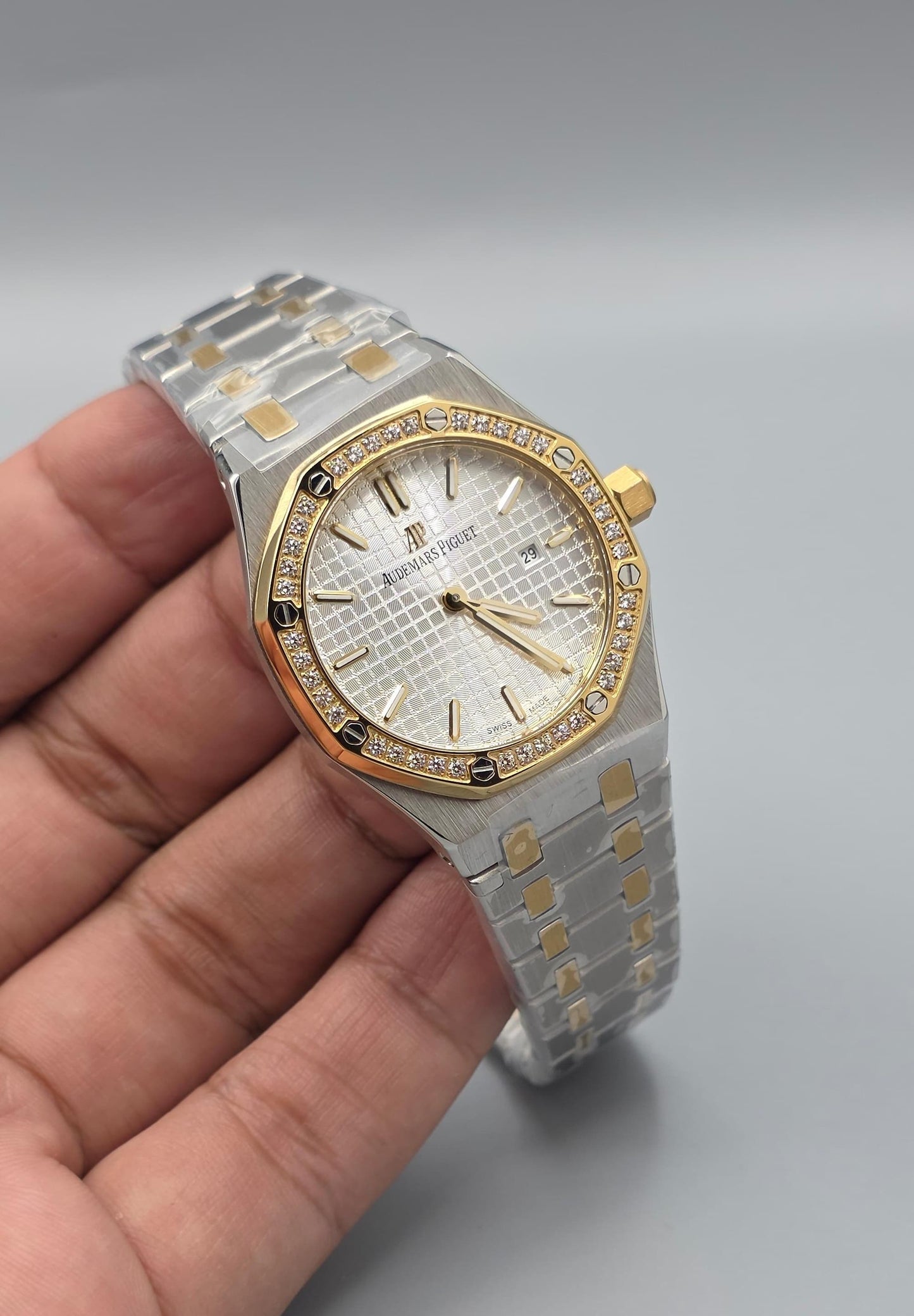 Luxury Two-Tone Diamond Bezel White Dial Ladies Watch