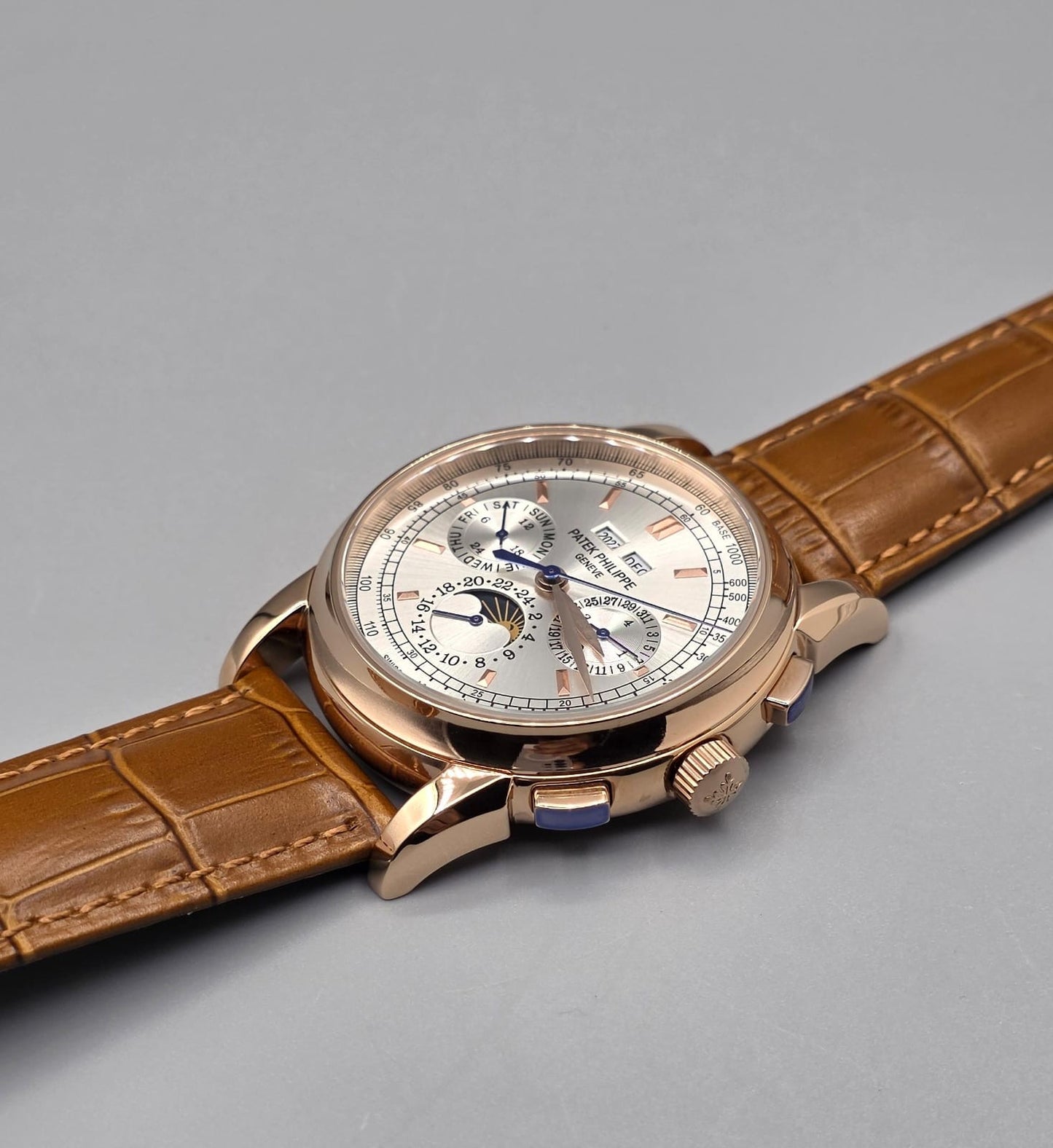 Premium Rose Gold Moonphase Leather Strap Watch