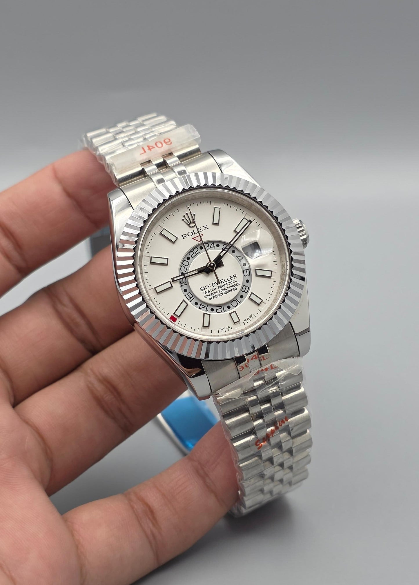 Luxury White Dial Dual-Time Watch – Stainless Steel