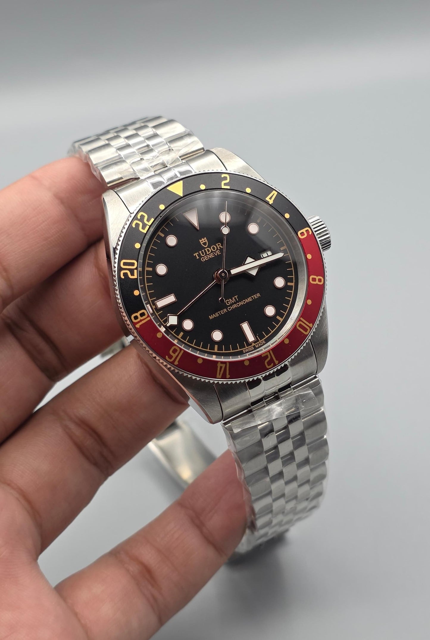 Black Dial Red & Black GMT Automatic Stainless Steel Watch