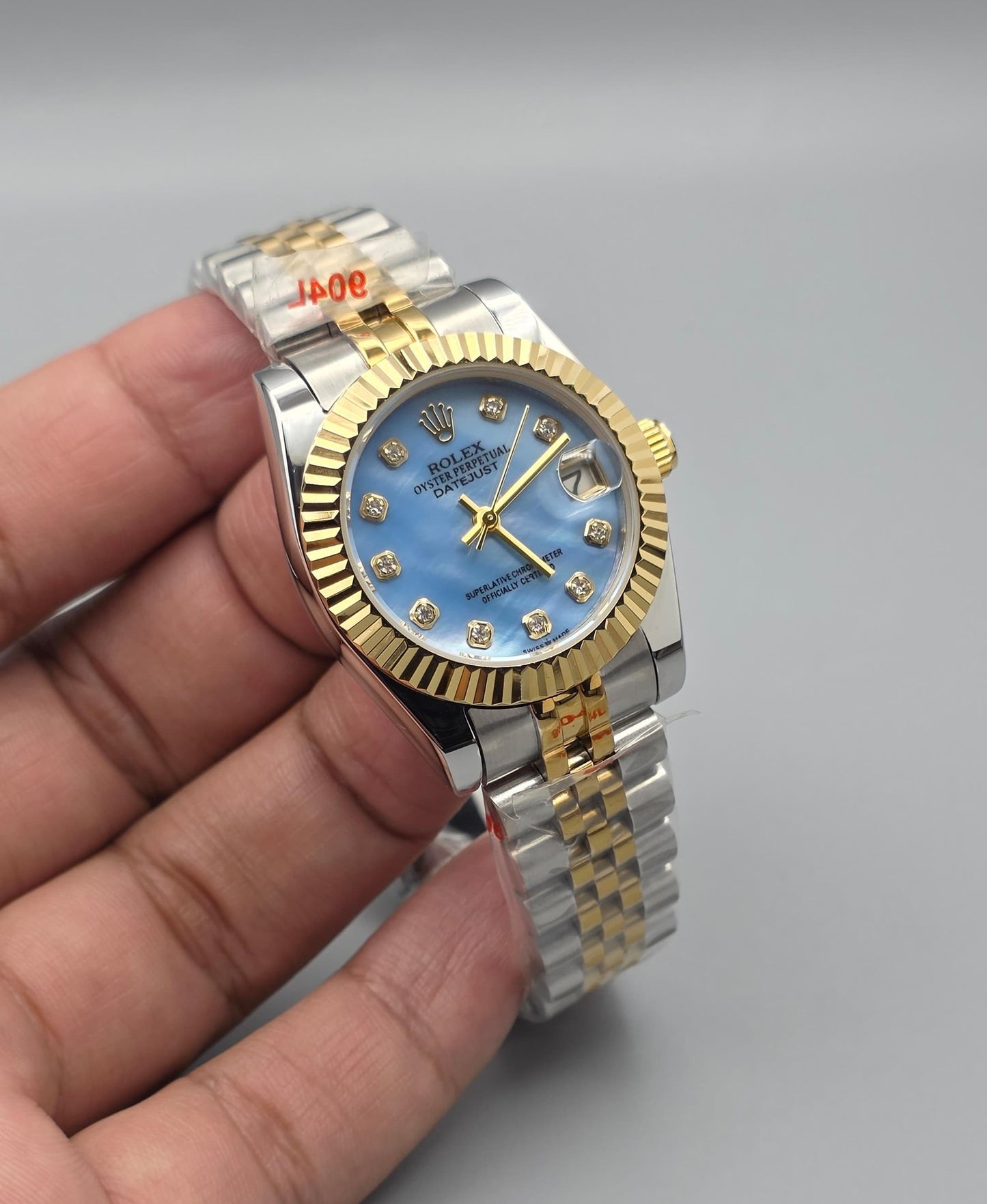 Luxury Sky Blue Diamond Dial – Ladies Two Tone Edition