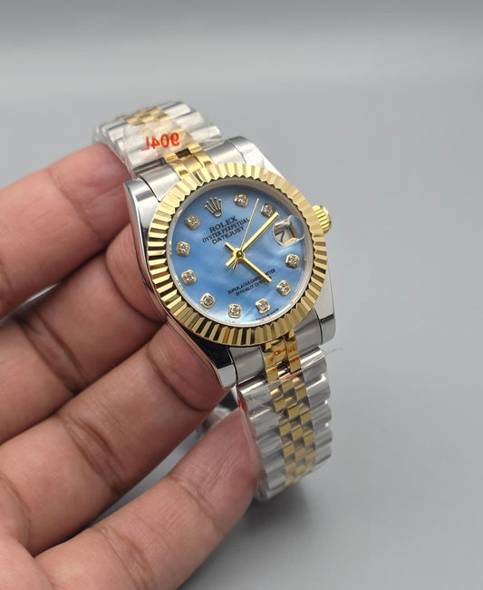 Luxury Sky Blue Diamond Dial – Ladies Two Tone Edition