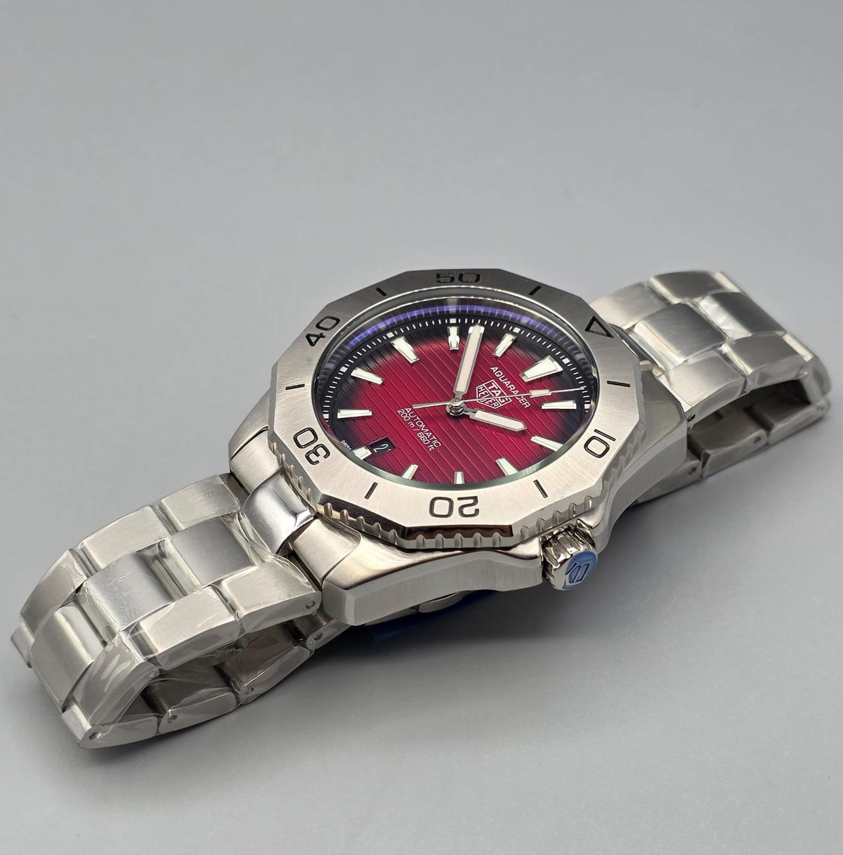 Premium Stainless Steel Red Gradient Automatic Luxury Watch