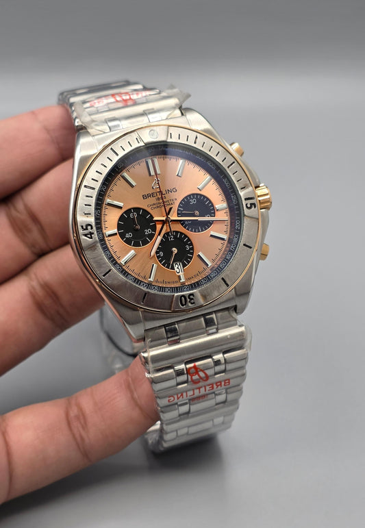 Premium Two-Tone Copper / Salmon Dial Chronomat Luxury Watch