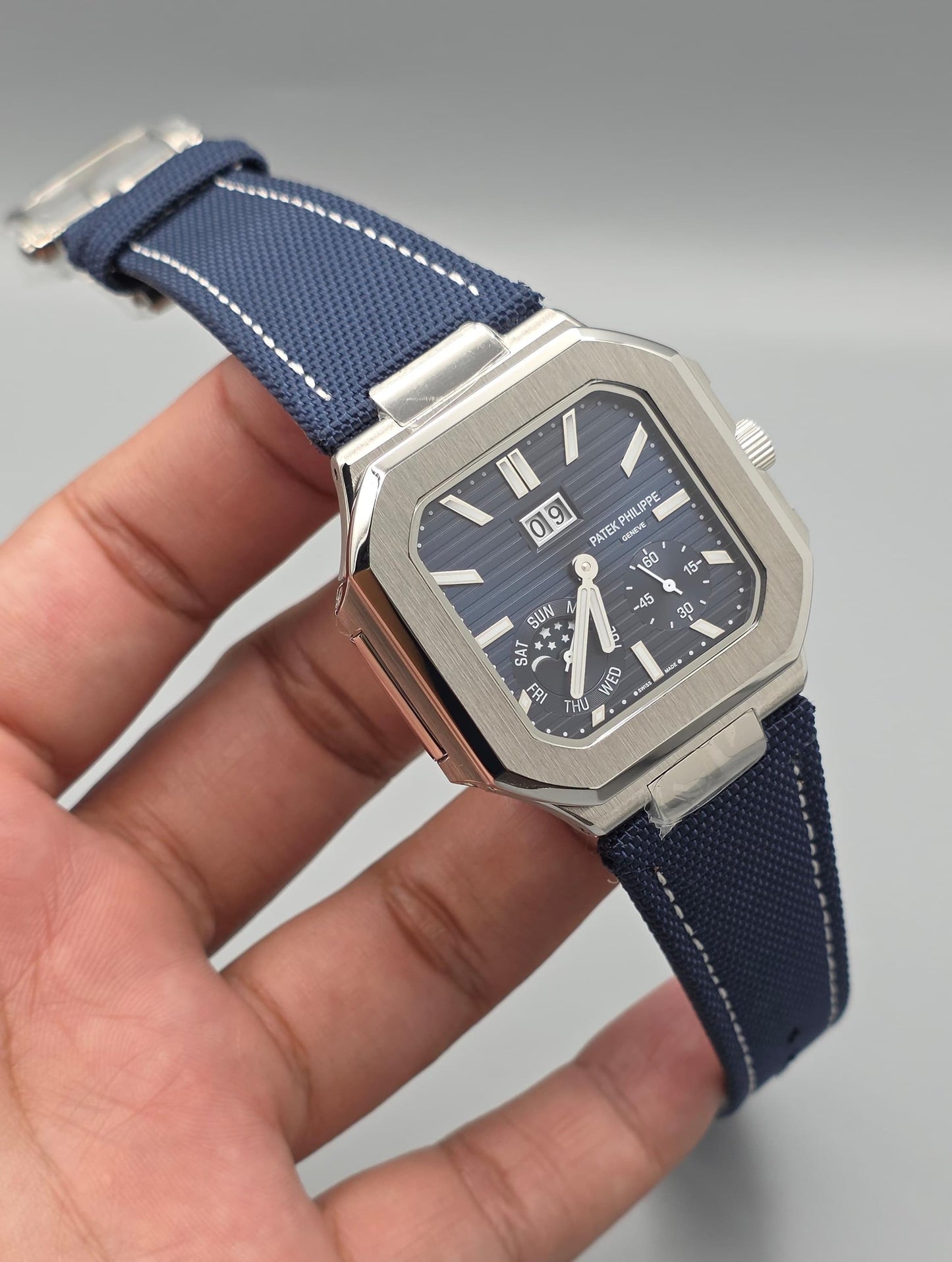 Luxury Square Multi-Function Watch – Deep Blue Dial Edition