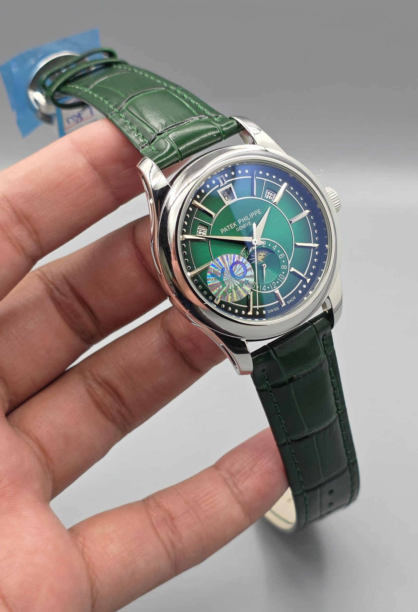 Luxury Multi-Function Automatic Watch – Green Gradient Edition