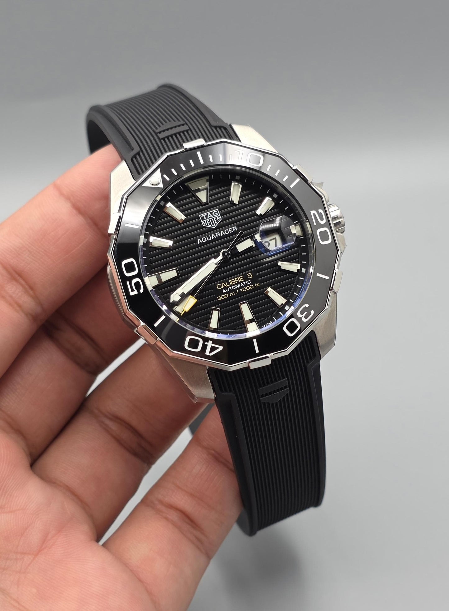 Premium Black Dial Automatic Rubber Strap Watch