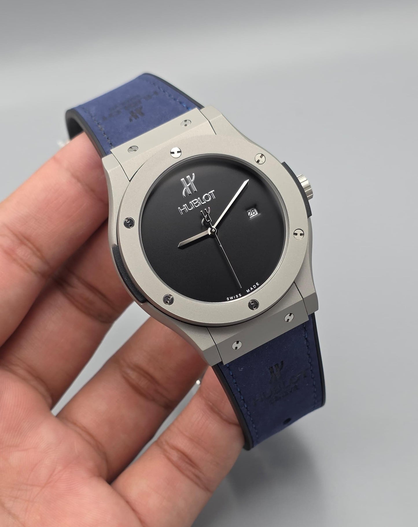 Premium Matte Grey Case Black Dial PVC Strap Automatic Watch