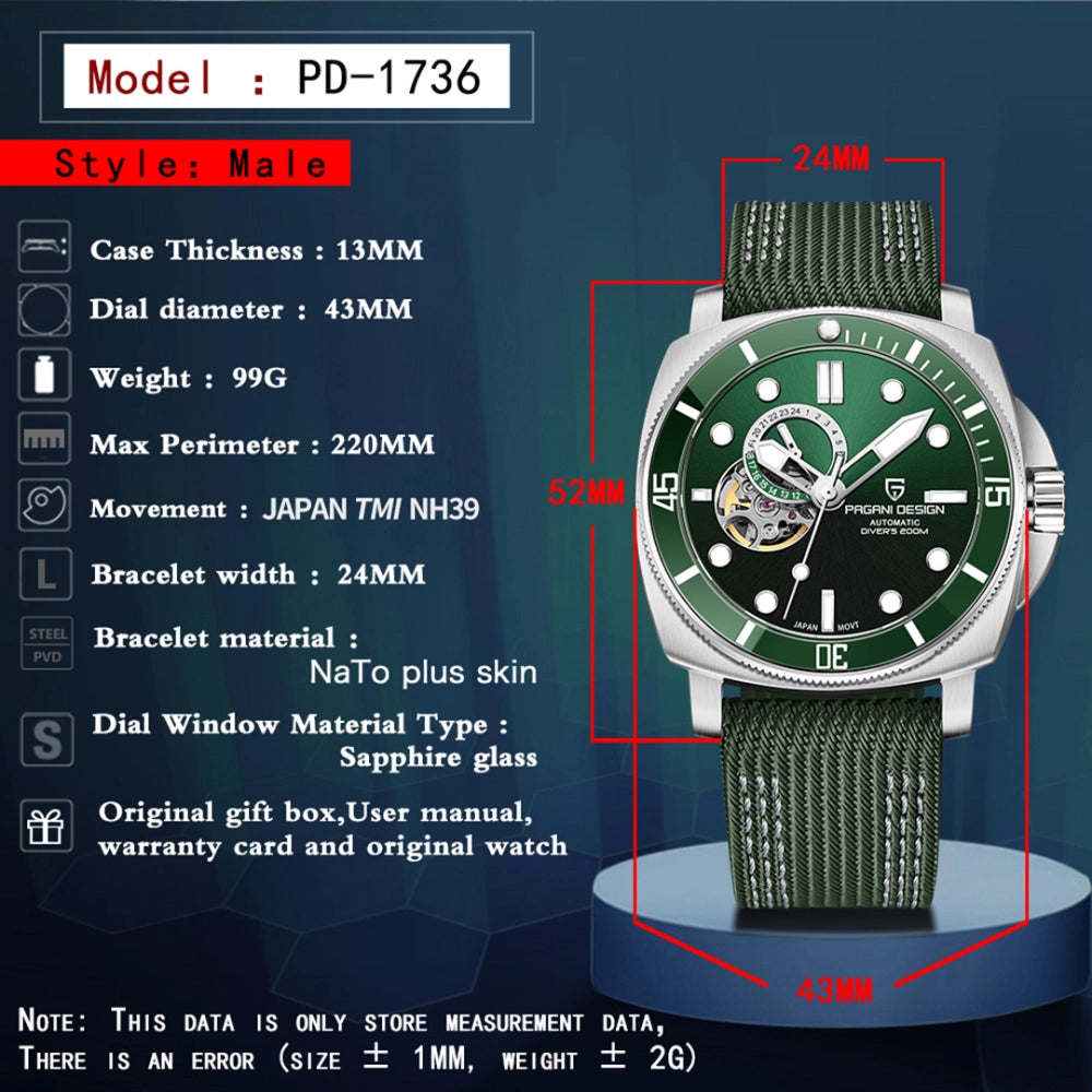 Pagani Design PD-1736 Silver-Green