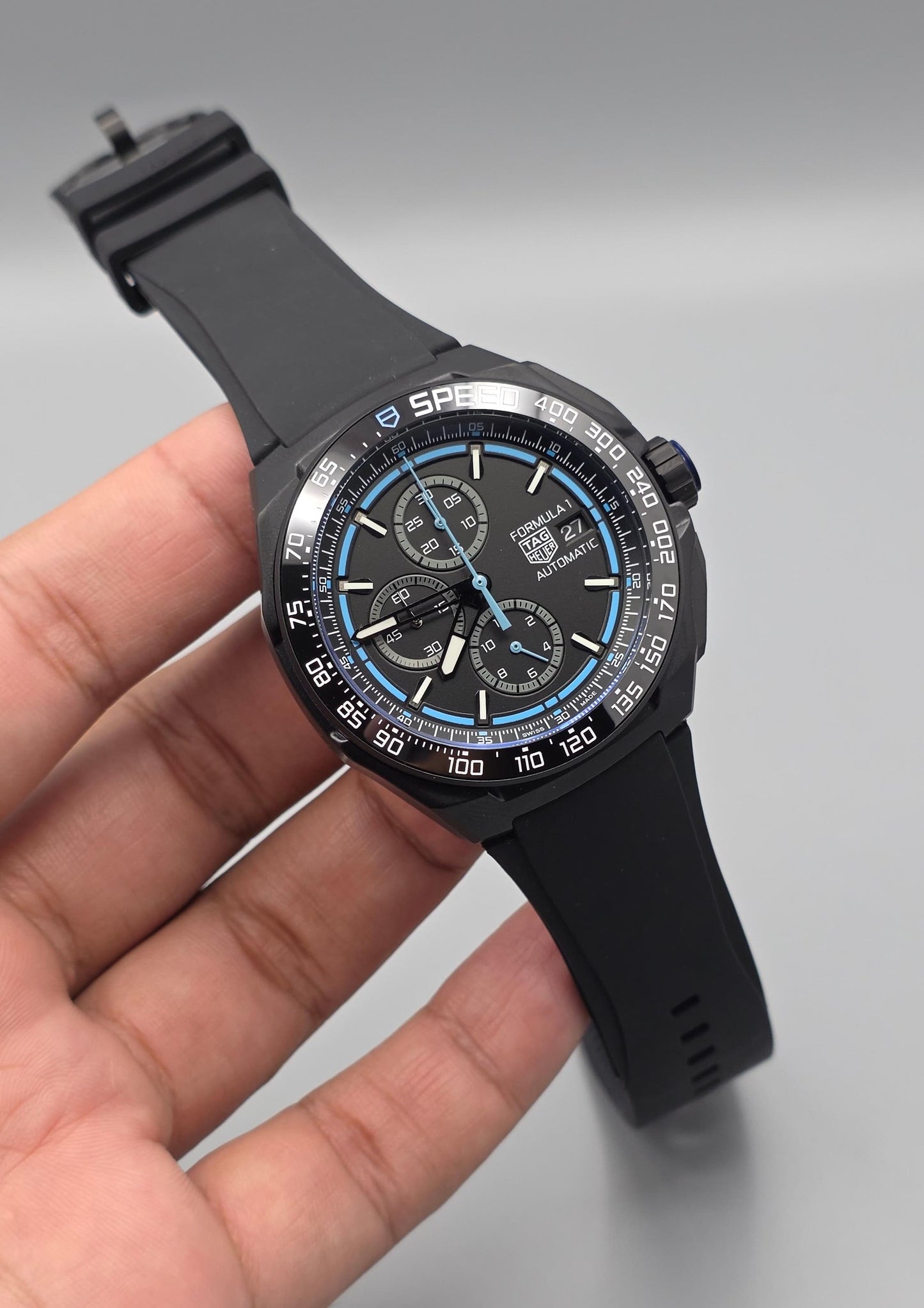 Premium Black & Blue Sport Chronograph Watch