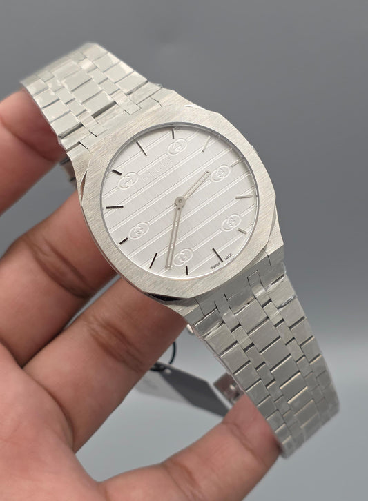 Luxury Ultra Slim Watch – Silver with White Dial