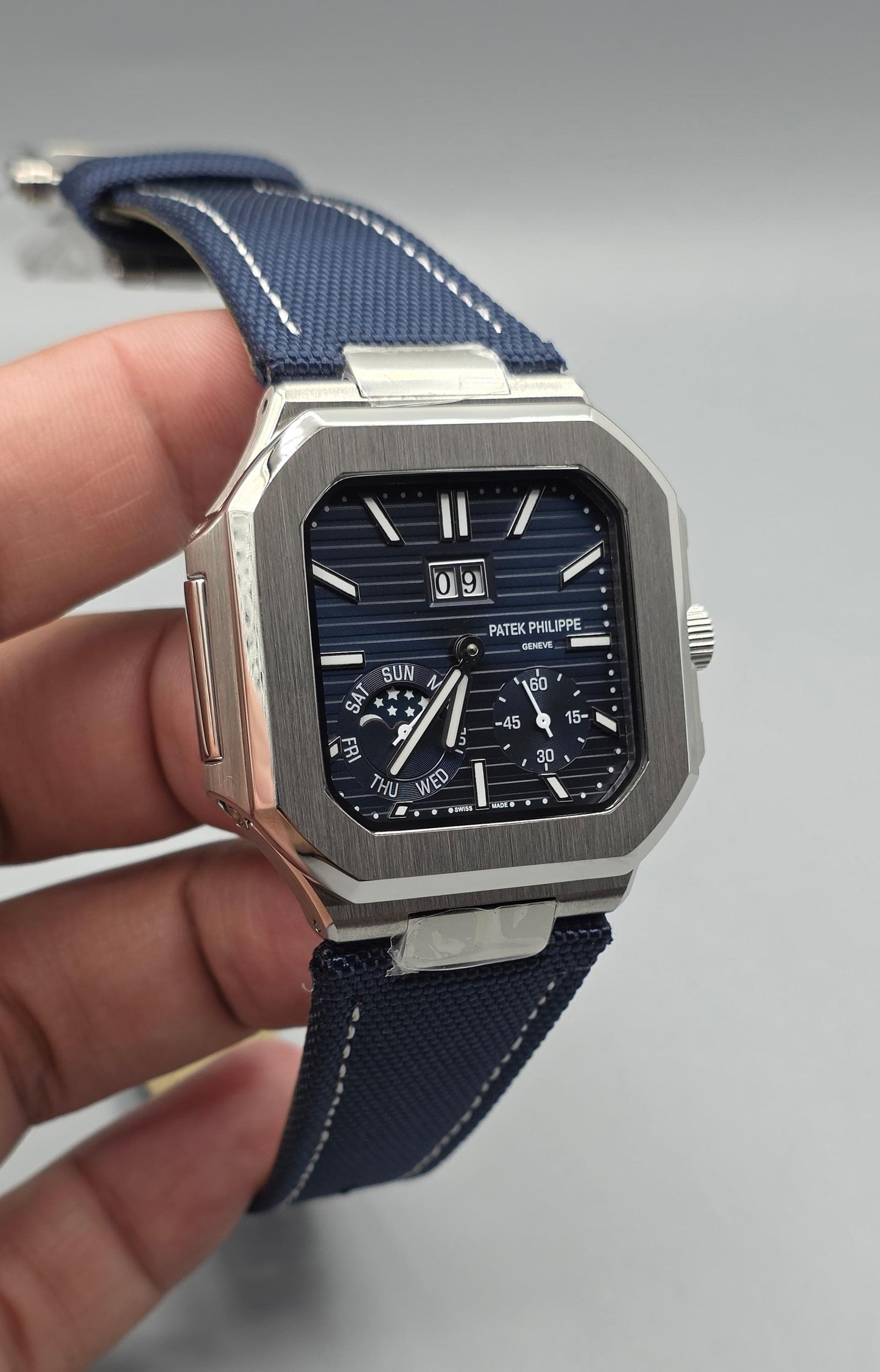 Luxury Square Multi-Function Watch – Deep Blue Dial Edition