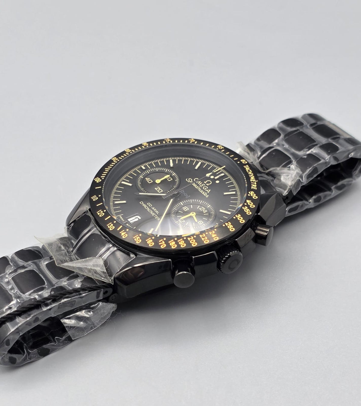 Premium All-Black & Gold Accent Multi-Function Luxury Watch