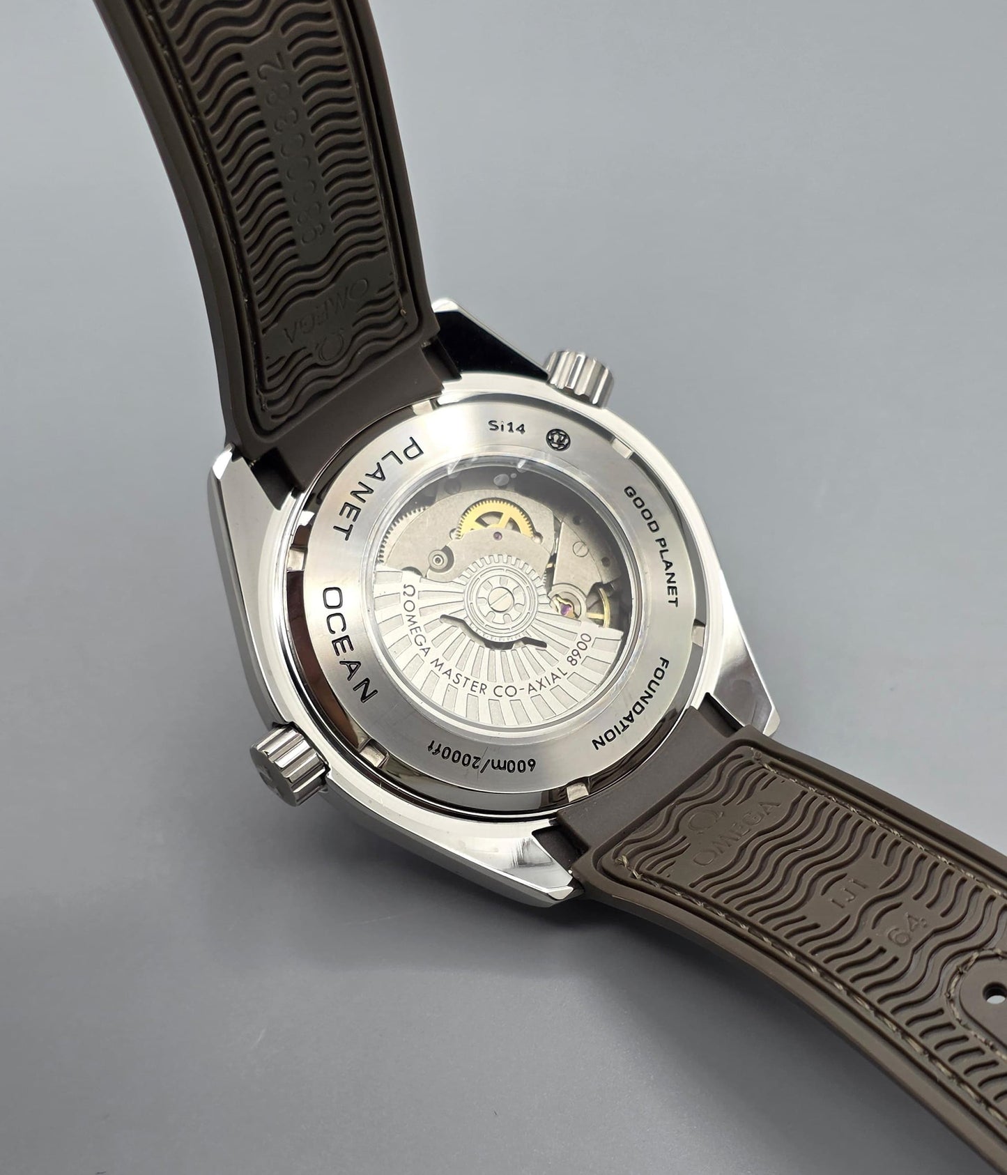 Grey Dial Automatic Watch with Rubber Strap