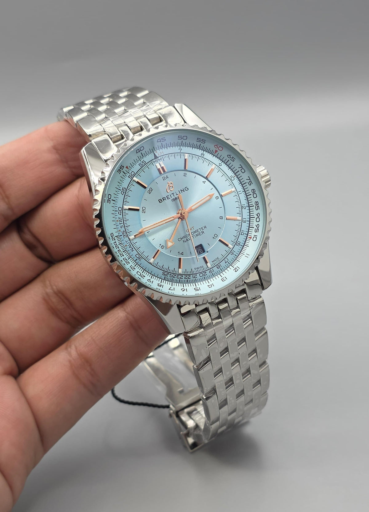 Premium Stainless Steel Ice Blue Dial Automatic GMT Luxury Watch