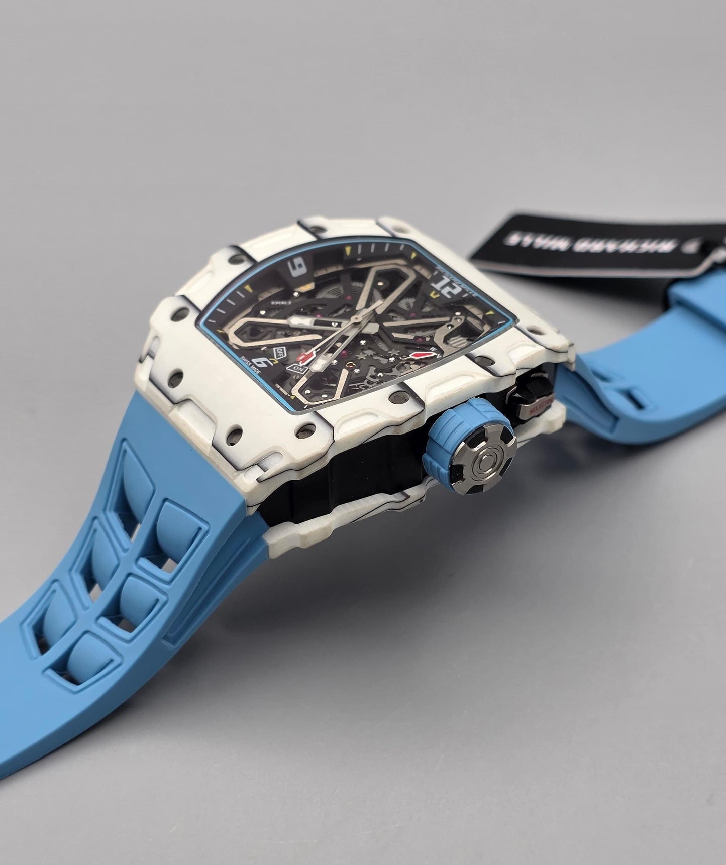 Luxury Skeleton Sport Watch – Ice Blue Lightweight Edition